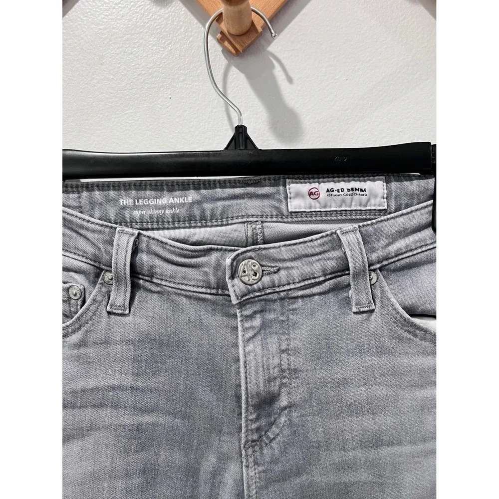AG Jeans The‎ Legging Ankle Super Skinny Grey Wash Frayed Hem Jeans Womens